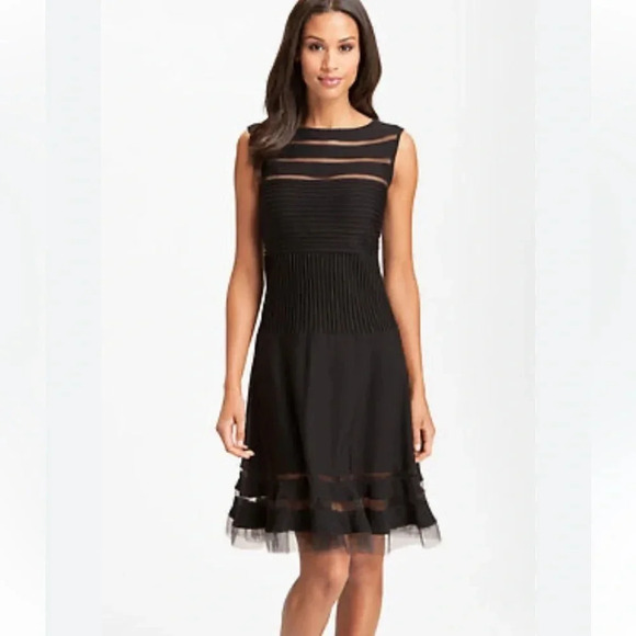Tashashi Shoji Sleeveless Mesh Black Cocktail Dress Black Size M - Picture 1 of 6